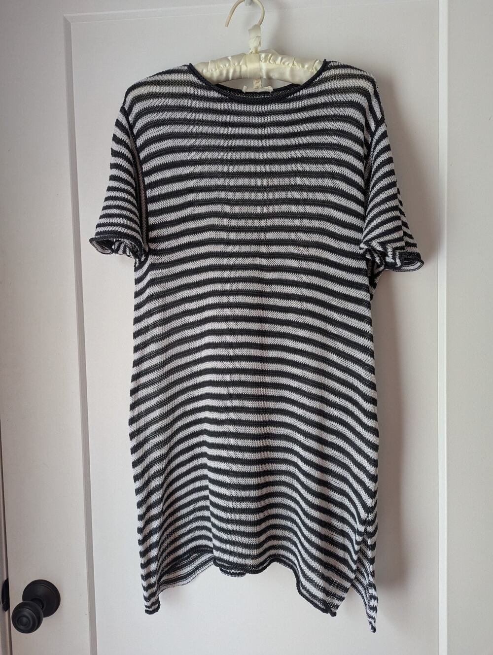 Eileen Fisher Small Petite Blue White Stripe Linen Tunic Sweater Nautical Beachy